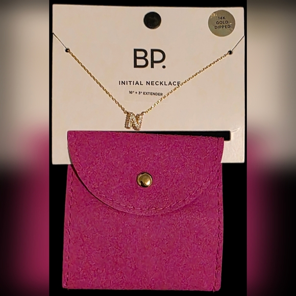 Initial "N" Necklace with Vibrant Pink Pouch - Picture 2 of 3